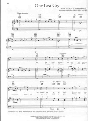 Thumbnail of first page of One Last Cry piano sheet music PDF by Brian McKnight.