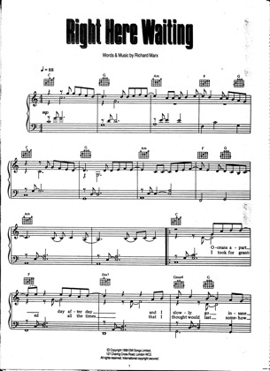 Thumbnail of first page of Right Here Waiting (2) piano sheet music PDF by Richard Marx.