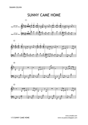 Thumbnail of first page of Sunny Came Home piano sheet music PDF by Shawn Colvin.