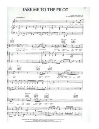 Thumbnail of first page of Take Me To The Pilot piano sheet music PDF by Elton John.
