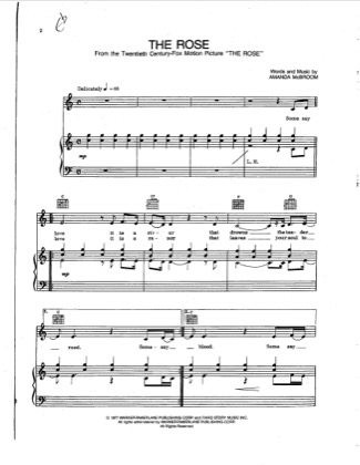 Thumbnail of first page of The Rose piano sheet music PDF by Bette Midler.