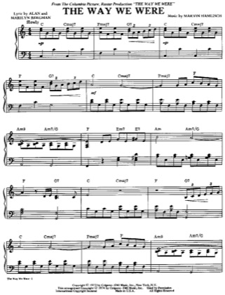 Thumbnail of first page of The Way We Were piano sheet music PDF by Barbra Streisand.
