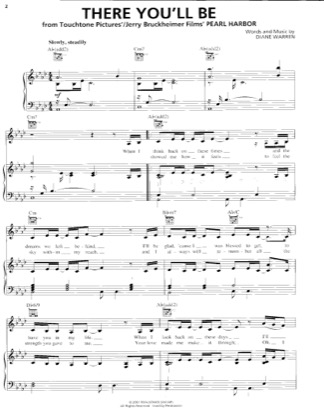 Thumbnail of first page of There You'll Be piano sheet music PDF by Faith Hill.