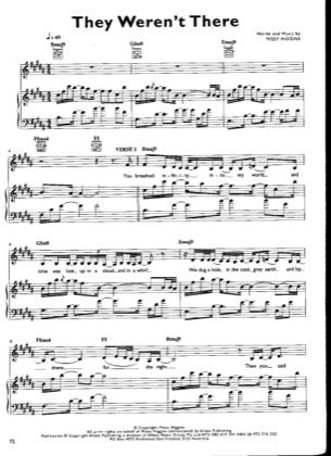 Thumbnail of first page of They Weren't There piano sheet music PDF by Missy Higgins.