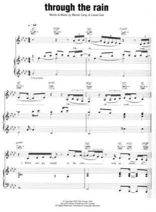 Thumbnail of first page of Through The Rain piano sheet music PDF by Mariah Carey.