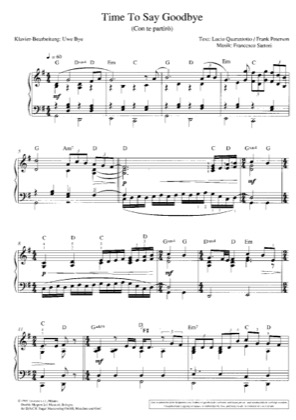 Thumbnail of first page of Time To Say Goodbye piano sheet music PDF by Andrea Bocelli.