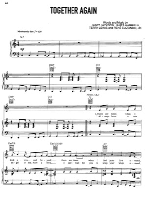 Thumbnail of first page of Together Again piano sheet music PDF by Janet Jackson.