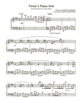 Thumbnail of first page of Victor's Piano Solo - Corpse Bride piano sheet music PDF by Danny Elfman.