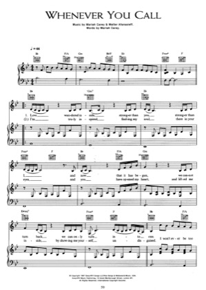Thumbnail of first page of Whenever You Call  piano sheet music PDF by Mariah Carey.