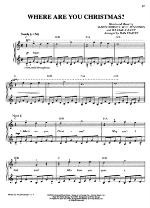 Thumbnail of first page of Where Are You Christmas piano sheet music PDF by Mariah Carey.