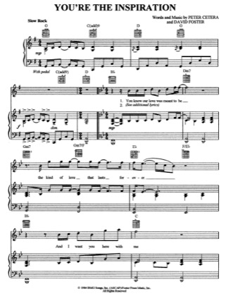 Thumbnail of first page of You're The Inspiration piano sheet music PDF by Chicago.