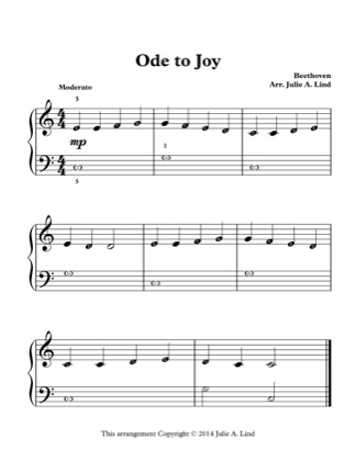 Thumbnail of first page of Ode To Joy (Lvl 1) piano sheet music PDF by Beethoven.