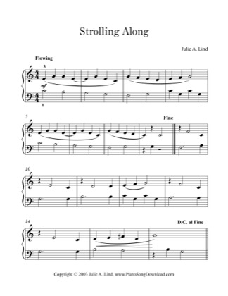 Thumbnail of first page of Strolling Along piano sheet music PDF by Kids (Lvl 1).