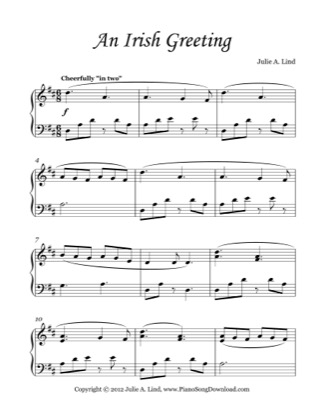Thumbnail of first page of An Irish Greeting (Lvl 3) piano sheet music PDF by Julie Lind.