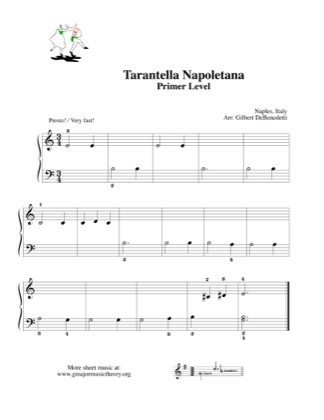 Thumbnail of first page of Tarantella Napoletana piano sheet music PDF by Kids.