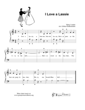 Thumbnail of first page of I Love a Lassie piano sheet music PDF by Kids.