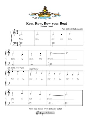 Thumbnail of first page of Row, Row, Row your Boat (3) piano sheet music PDF by Kids.