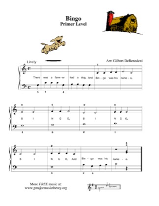 Thumbnail of first page of Bingo piano sheet music PDF by Kids.