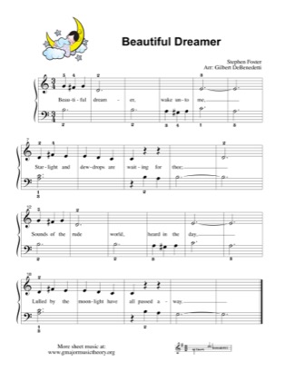 Thumbnail of first page of Beautiful Dreamer piano sheet music PDF by Gilbert DeBenedetti.