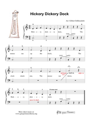 Thumbnail of first page of Hickory Dickory Dock (2) piano sheet music PDF by Kids.