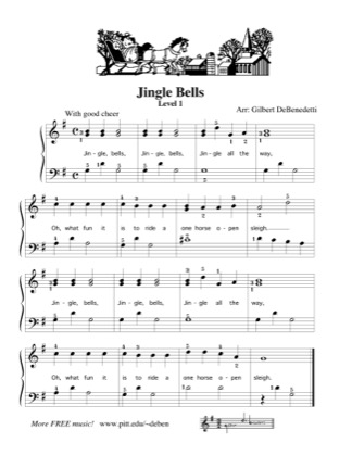 Thumbnail of first page of Jingle Bells (Kids Lvl 1) piano sheet music PDF by Christmas.