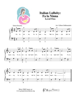 Thumbnail of first page of Italian Lullaby, "Fa La Ninna" piano sheet music PDF by Kids.