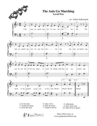 Thumbnail of first page of The Ants Go Marching piano sheet music PDF by Kids.