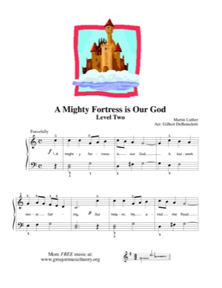 Thumbnail of first page of A Mighty Fortress is Our God (2) piano sheet music PDF by Kids.
