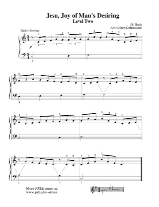 Thumbnail of first page of Jesu, Joy of Man's Desiring (Lvl 2) piano sheet music PDF by Kids.