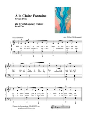 Thumbnail of first page of A la Claire Fontaine piano sheet music PDF by Kids.