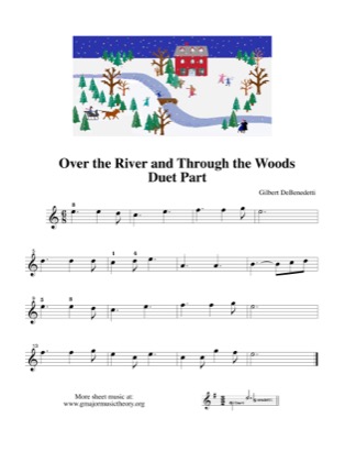 Thumbnail of first page of Over the River and Through the Woods (duet) piano sheet music PDF by Kids.