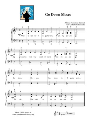 Thumbnail of first page of Go Down Moses (2) piano sheet music PDF by Kids.