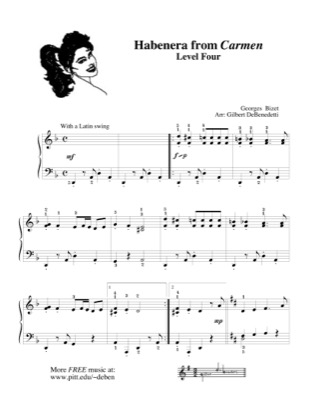linda quemar estómago Habanera from Carmen - Bizet Free Piano Sheet Music PDF