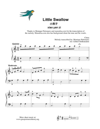 Thumbnail of first page of Little Swallow piano sheet music PDF by Kids.