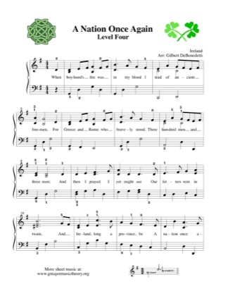 Thumbnail of first page of A Nation Once Again  piano sheet music PDF by Kids.