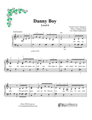 Thumbnail of first page of Danny Boy (Lvl 4) piano sheet music PDF by Traditional.