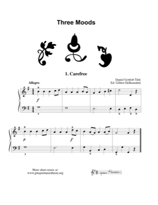 Thumbnail of first page of Three Moods piano sheet music PDF by Daniel Gottlob Turk.