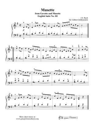 Thumbnail of first page of Musette  piano sheet music PDF by Bach.