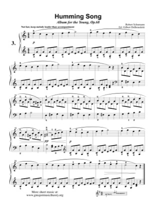 Thumbnail of first page of Humming piano sheet music PDF by Schumann.
