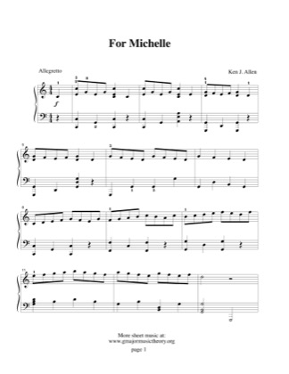 Thumbnail of first page of For Michelle Ken Allen piano sheet music PDF by Allen.