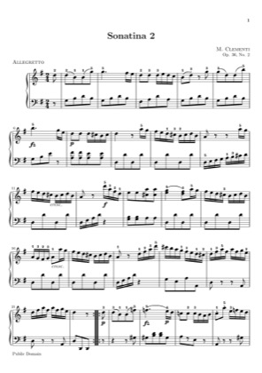 Thumbnail of first page of Sonatina Op. 36, No. 2 piano sheet music PDF by Clementi.