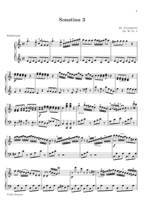 Thumbnail of first page of Sonatina Op. 36, No. 3 piano sheet music PDF by Clementi.
