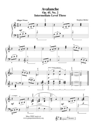 Thumbnail of first page of Avalanche  piano sheet music PDF by Heller.