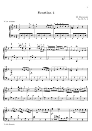 Thumbnail of first page of Sonatina Op. 36, No. 4 piano sheet music PDF by Clementi.