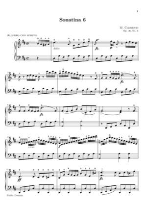 Thumbnail of first page of Sonatina Op. 36, No. 6 piano sheet music PDF by Clementi.