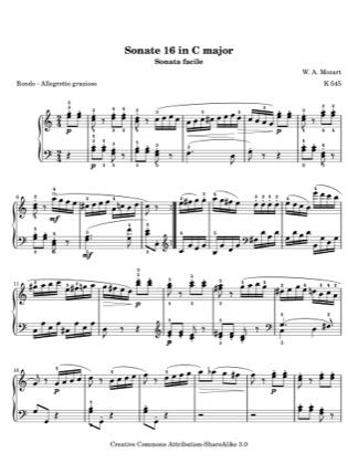 Thumbnail of first page of Sonata K. 545 in C (Movement 3) piano sheet music PDF by Mozart.