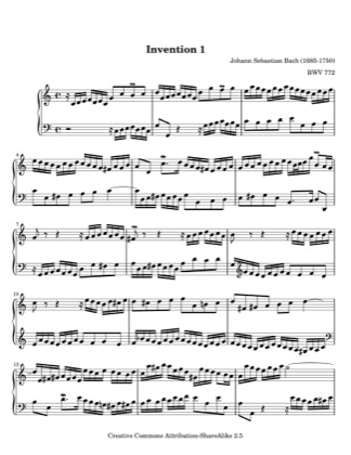 Chorrito Sociología Milímetro Invention No. 1 - Bach Free Piano Sheet Music PDF