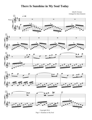 Thumbnail of first page of Sunshine in My Soul piano sheet music PDF by Amanda Christensen.