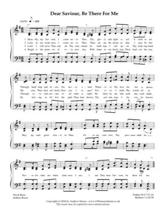 Thumbnail of first page of Dear Saviour, Be There For Me piano sheet music PDF by Andrew Moore.