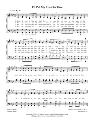 Thumbnail of first page of I'll Put My Trust In Thee piano sheet music PDF by Andrew Moore.